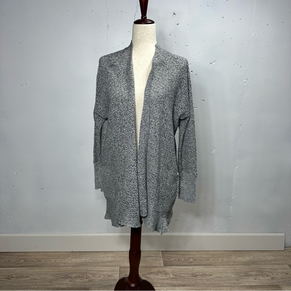 Anthropologie BRAEVE Knit Grey Cardigan Long Slouchy Open Knit Front Sz S A326